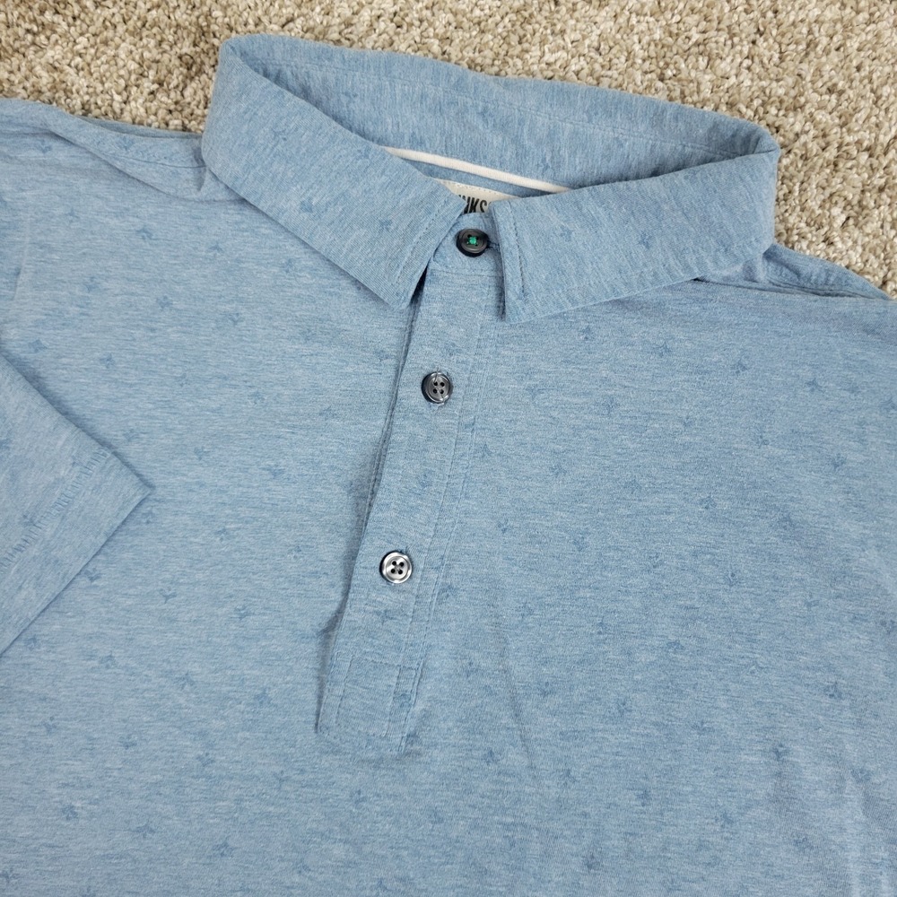 Linksoul Mens Medium Solid Blue Performance Stretch Polo Short Sleeve